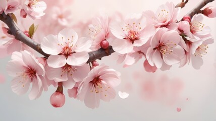 a floral background with watercolor sakura flowers, emphasizing the natural grace and beauty of cherry blossoms in a soft and artistic style