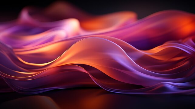 an abstract image of purple and orange waves on a black background