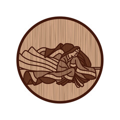 木彫り風円形シンプル百人一首　清少納言