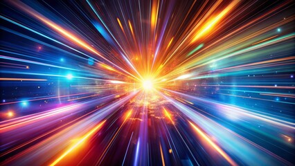 Obraz premium Dynamic abstract background with vibrant light streaks and motion blur effect conveying velocity and energy in a futuristic atmosphere.