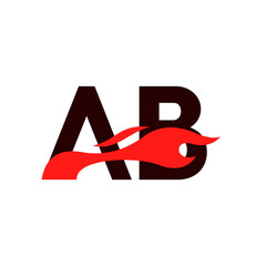 Fototapeta premium A B AB logo monogram with fire shape combination vector template, Graphic Alphabet Symbol for Corporate Business Identity