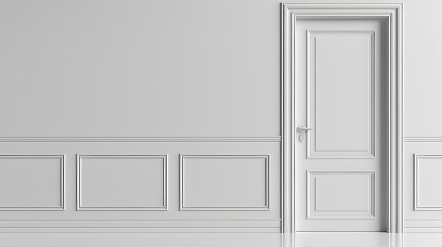 Modern White Door with Wainscot Paneling.