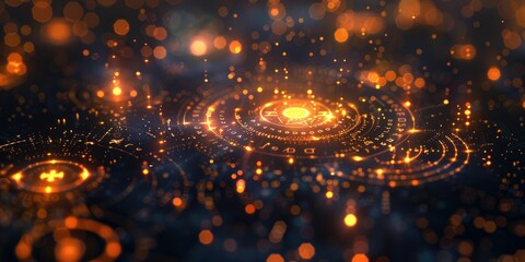 Obraz premium Glowing Abstract Circles with Symbol