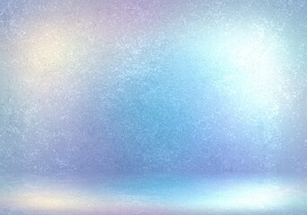 Light blue polished concrete empty room. Azure glossy stone wall and floor textured background 3d.