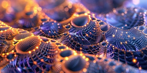 Abstract Digital Art: Intertwined Geometric Patterns and Glowing Lights