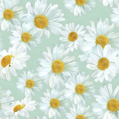 Fototapeta premium Daisy and Pink Flower Cartoon Design for Fabric or Wallpaper