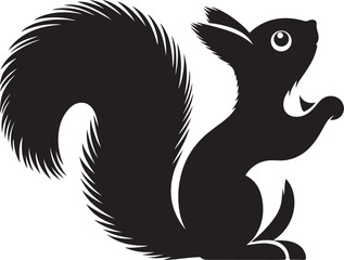 black and white squirrel and silhouette