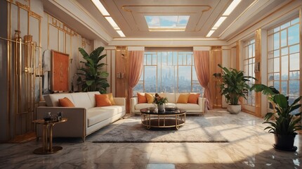 Large living room in industrial style