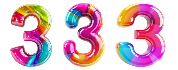 3 number 3D letter colorful