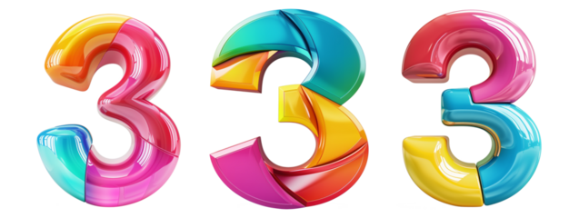 3 number 3D letter colorful