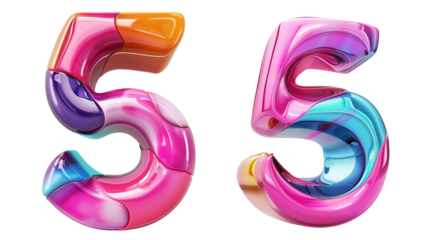 5 number 3D letter colorful