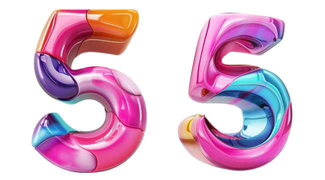 5 number 3D letter colorful