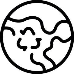 Simple line art illustration of the earth with a recycling symbol, emphasizing the importance of protecting our planet