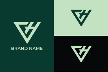 letter CH HC triangle abstract logo, letter CH HC aviation fly or aeroplane badge travel or transport logo
