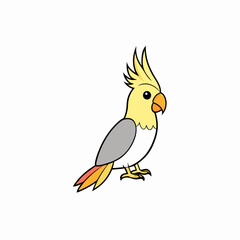  Cockatiel Bird Looks Icon Vector Illustration on White Background with Clear Leg Portion