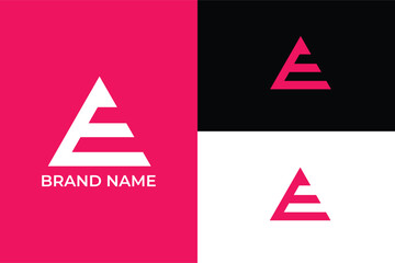 initial letter EF FE triangle abstract creative minimal monochrome monogram symbol, letter EF FE mountain peak iconic logo