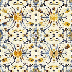 Complex Floral Grid Pattern for Fabric, Wallpaper, and Home Decor