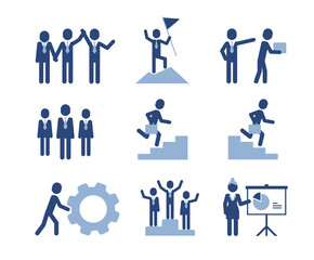 Corporate people pictograms. Career characters set. Office business workers.