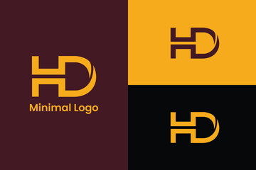 letter HD DH combined connected iconic logo, letter HD head light iconic logo, letter HD lab logo