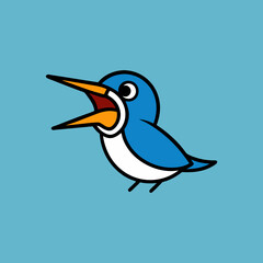 Common Kingfisher Bird Screams Icon Vector Illustration