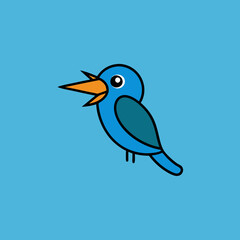 Common Kingfisher Bird Screams Icon Vector Illustration