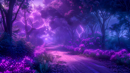 Fototapeta premium Enchanted forest with mystical light and foggy atmosphere