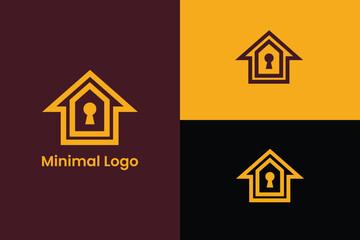 home security iconic logo, home and key hole lock protection logo sale of real estate vector logo, House cleaning, home security, real estate auction, Realty and real estate agency Vector
 