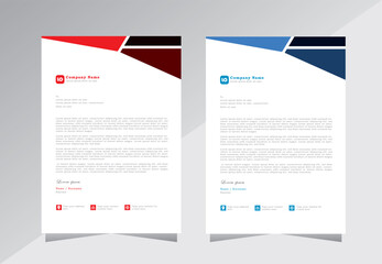 Modern and Creative Corporate Business letterhead design template. Creative letterhead template vector. color variation creative letterhead, Red and Blue color letterhead template, 