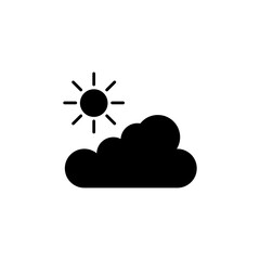 Cloud and sun vector icon. Weather symbol vector flat black trendy style illustration on white background..eps