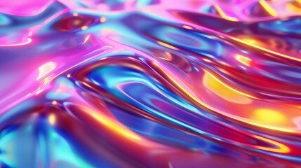 Fototapeta premium A colorful, shiny, and reflective surface with a wave pattern gradient luminocent