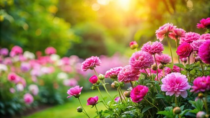 Pink flowers in a lush garden setting, pink, flowers, garden, nature, blooming, vibrant, colorful, flora, botanical, outdoor