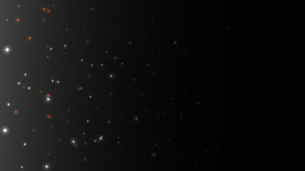 Abstract glitter elements with glowing light effect on dark background.