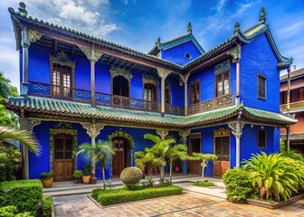 Fototapeta premium The Cheong Fatt Tze Mansion or Blue Mansion built in 1904 in historic George Town, Penang, Malaysia