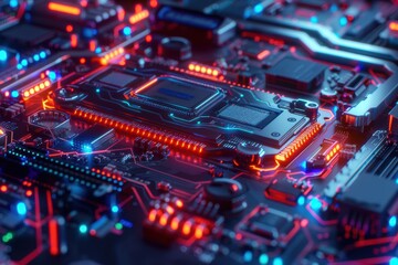 Obraz premium High-performance graphics card with intricate circuitry