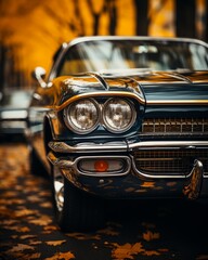 Fototapeta premium automobile classic car on the street in autumn