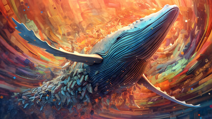 Obraz premium Portrait of Whale, Abstract art colorful painting Whale