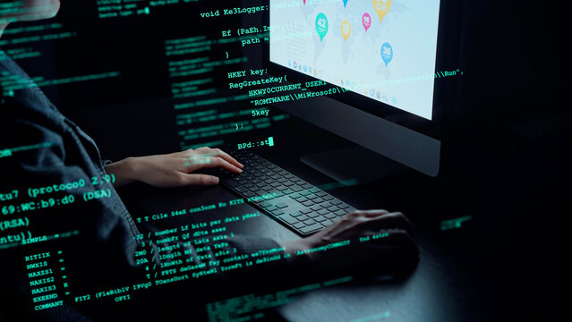 People using computer in office and digital technology concept. Cyber ​​security.