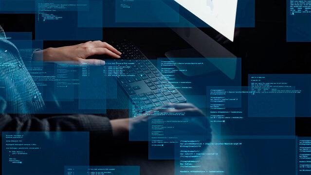 People using computer in office and digital technology concept. Cyber ​​security.