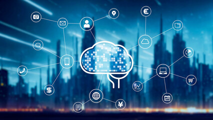 Future city and AI (Artificial intelligence) concept.