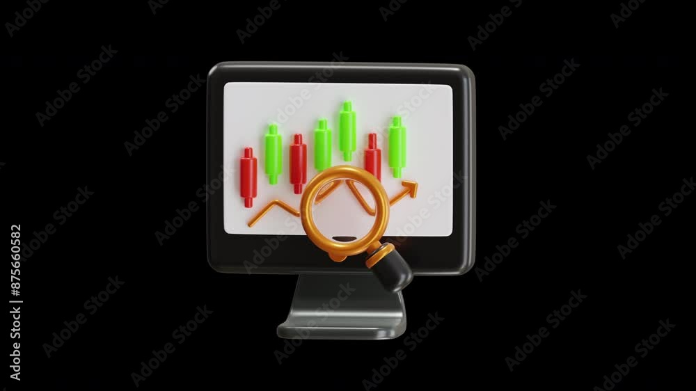 Poster 3D Animation of Technical Analysis Using Charts | Alpha Channel