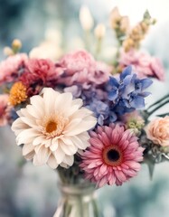 watercolor bouquet abstract background bloom blue blurry bright brush building colours