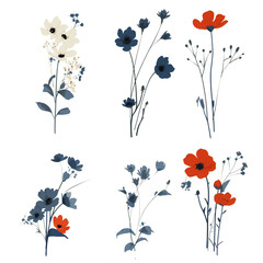 Naklejka premium set of colorful flowers in transparant background
