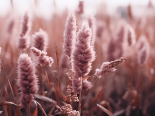 pink flowers in a field of tall grass