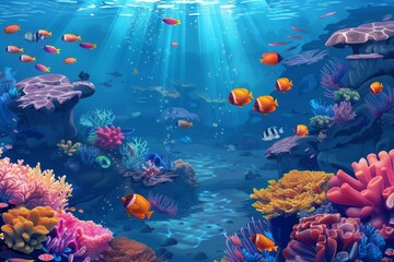 Underwater Paradise: Vibrant Coral Reef with Colorful Fish