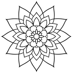 Circular pattern in the form of a mandala. Henna tatoo mandala. Mehndi style. Decorative pattern in oriental style. Coloring book page