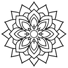 Circular pattern in the form of a mandala. Henna tatoo mandala. Mehndi style. Decorative pattern in oriental style. Coloring book page
