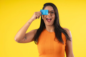Beautiful adult woman wearing formal work clothes in studio photography