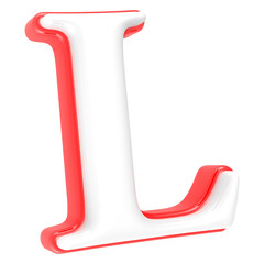 Red Alphabet with White 3D Letter L