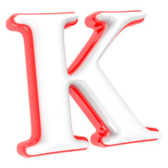 Red Alphabet with White 3D Letter K