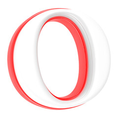 Red Alphabet with White 3D Letter O